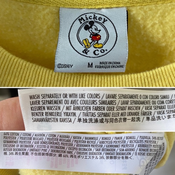 Disney Retro Mickey Mouse Head Sweatshirt Rainbow Bright Yellow Size Medium - Picture 9 of 9